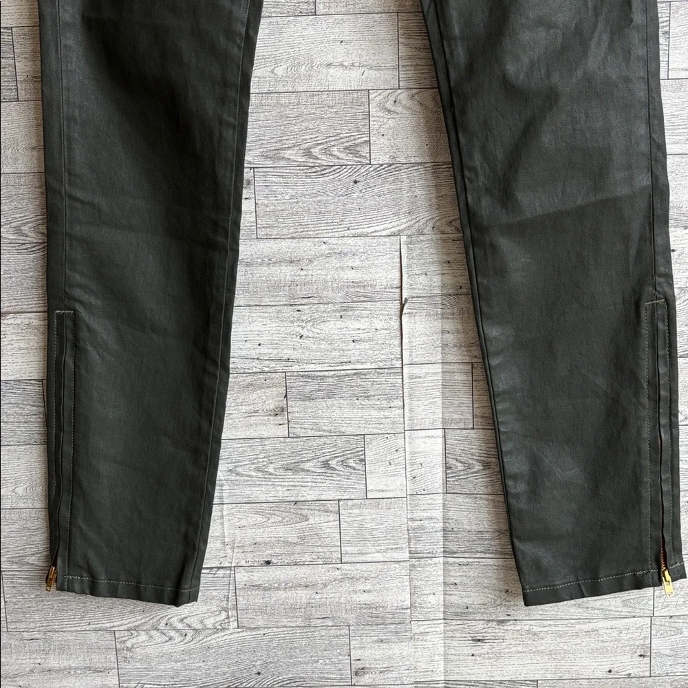 Etienne Marcel Jeans Zip Ankle Dark‎ Green Coated EM7017 Like New